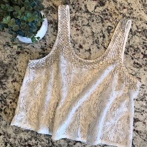 White lace beaded Crop Top